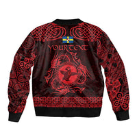 Personalized Pembrokeshire Sir Benfro Sleeve Zip Bomber Jacket Red Puffin Celtic-inspired - Wonder Print Shop