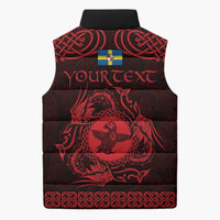 Personalized Pembrokeshire Sir Benfro Sleeveless Puffer Jacket Red Puffin Celtic-inspired - Wonder Print Shop