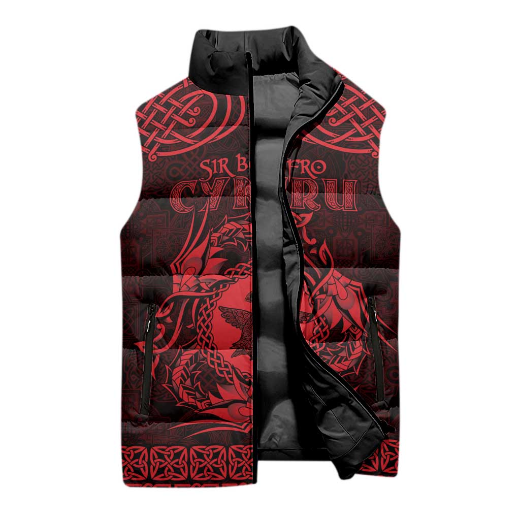 Personalized Pembrokeshire Sir Benfro Sleeveless Puffer Jacket Red Puffin Celtic-inspired - Wonder Print Shop