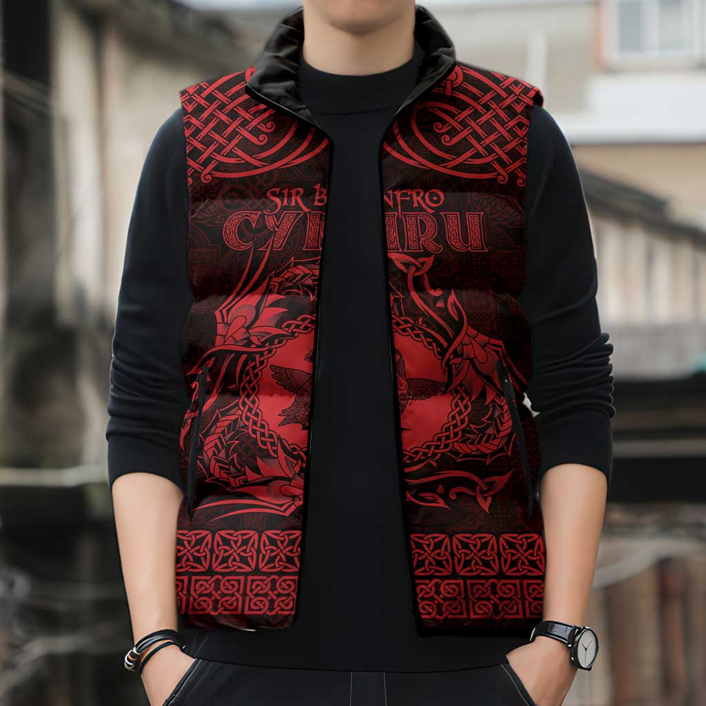 Personalized Pembrokeshire Sir Benfro Sleeveless Puffer Jacket Red Puffin Celtic-inspired - Wonder Print Shop