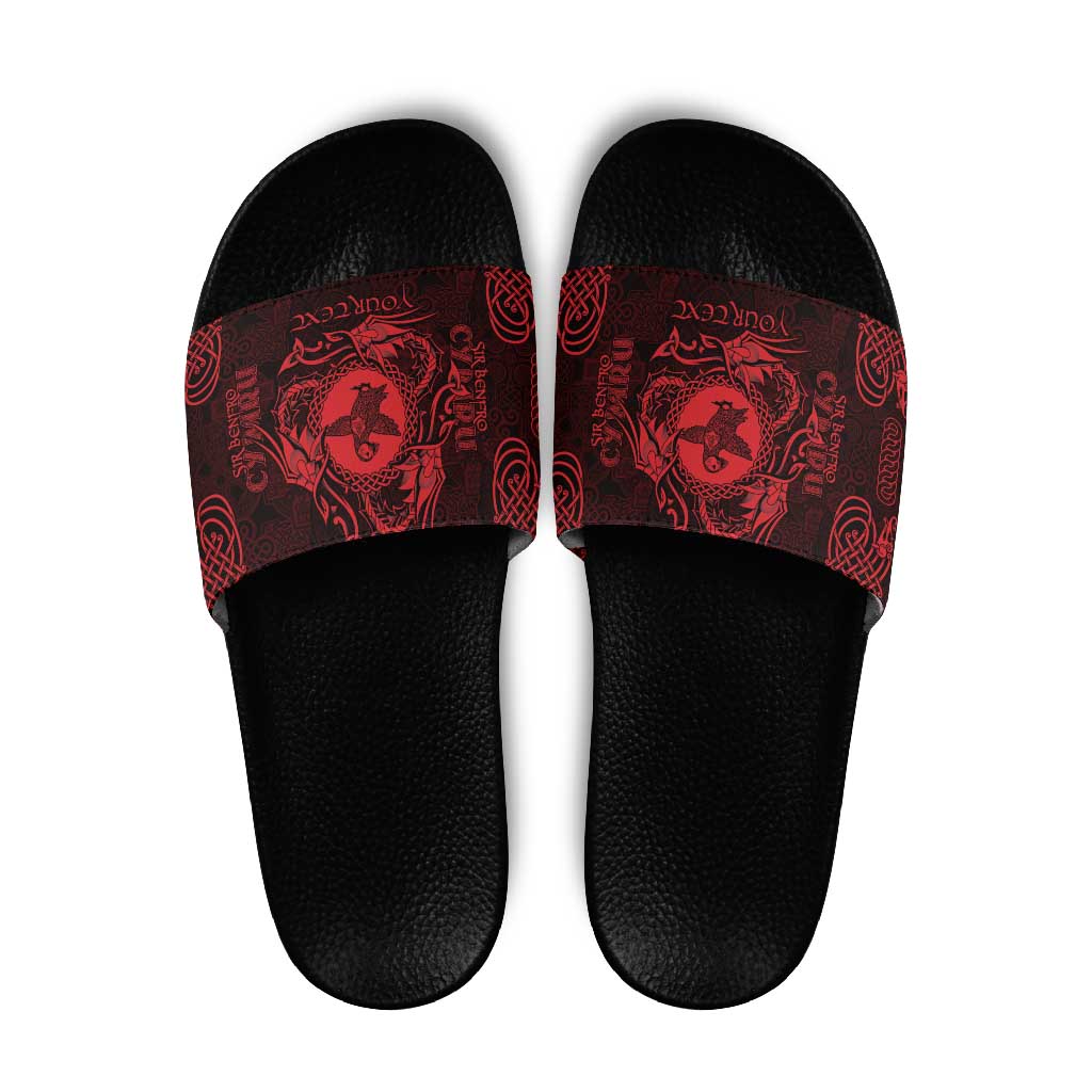 Personalized Pembrokeshire Sir Benfro Slide Sandals Red Puffin Celtic-inspired - Wonder Print Shop