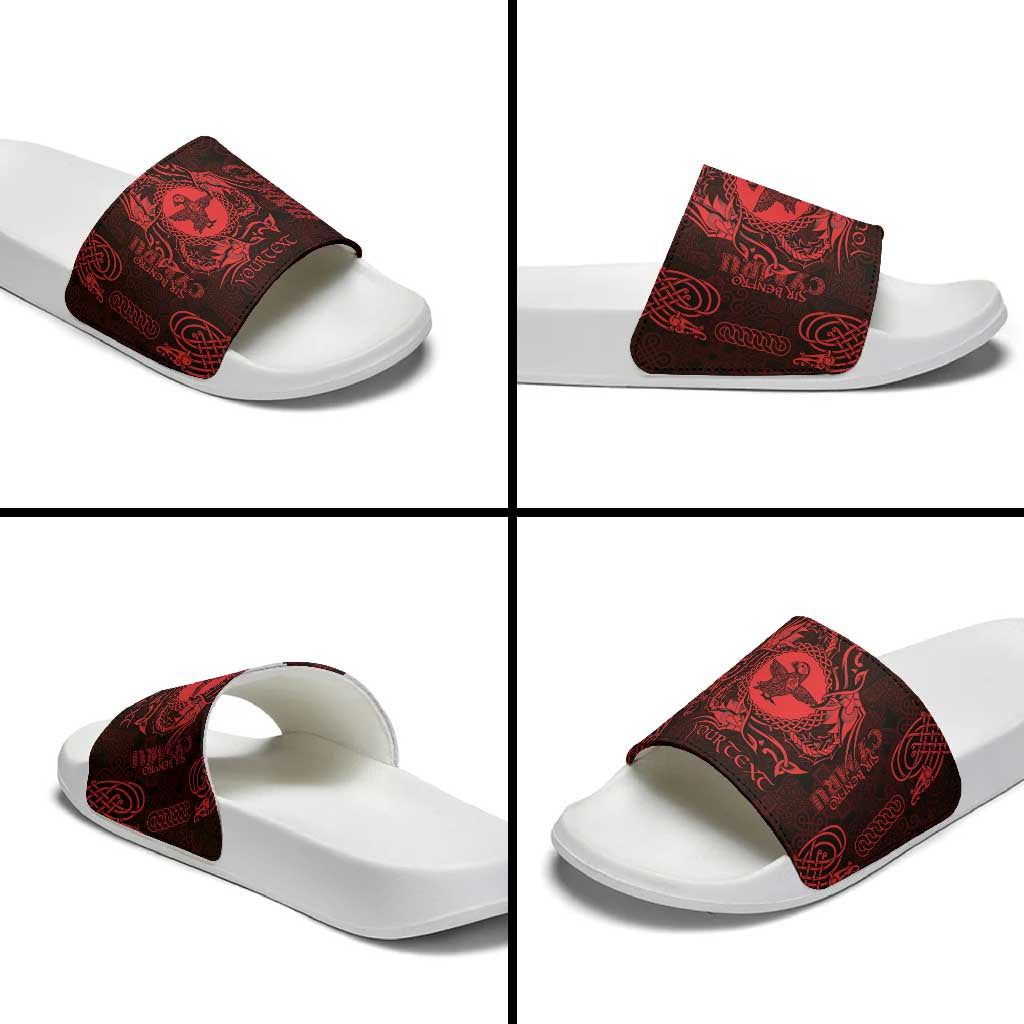 Personalized Pembrokeshire Sir Benfro Slide Sandals Red Puffin Celtic-inspired - Wonder Print Shop