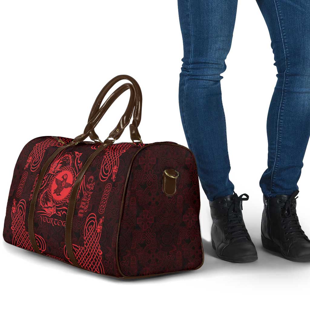 Personalized Pembrokeshire Sir Benfro Travel Bag Red Puffin Celtic-inspired - Wonder Print Shop