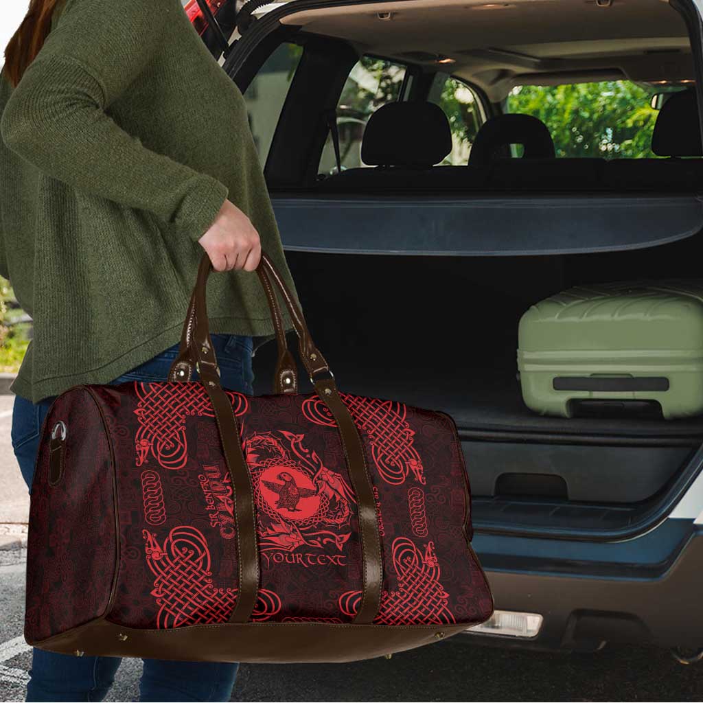 Personalized Pembrokeshire Sir Benfro Travel Bag Red Puffin Celtic-inspired - Wonder Print Shop