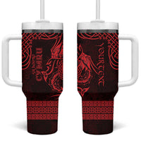 Personalized Pembrokeshire Sir Benfro Tumbler With Handle Red Puffin Celtic-inspired - Wonder Print Shop
