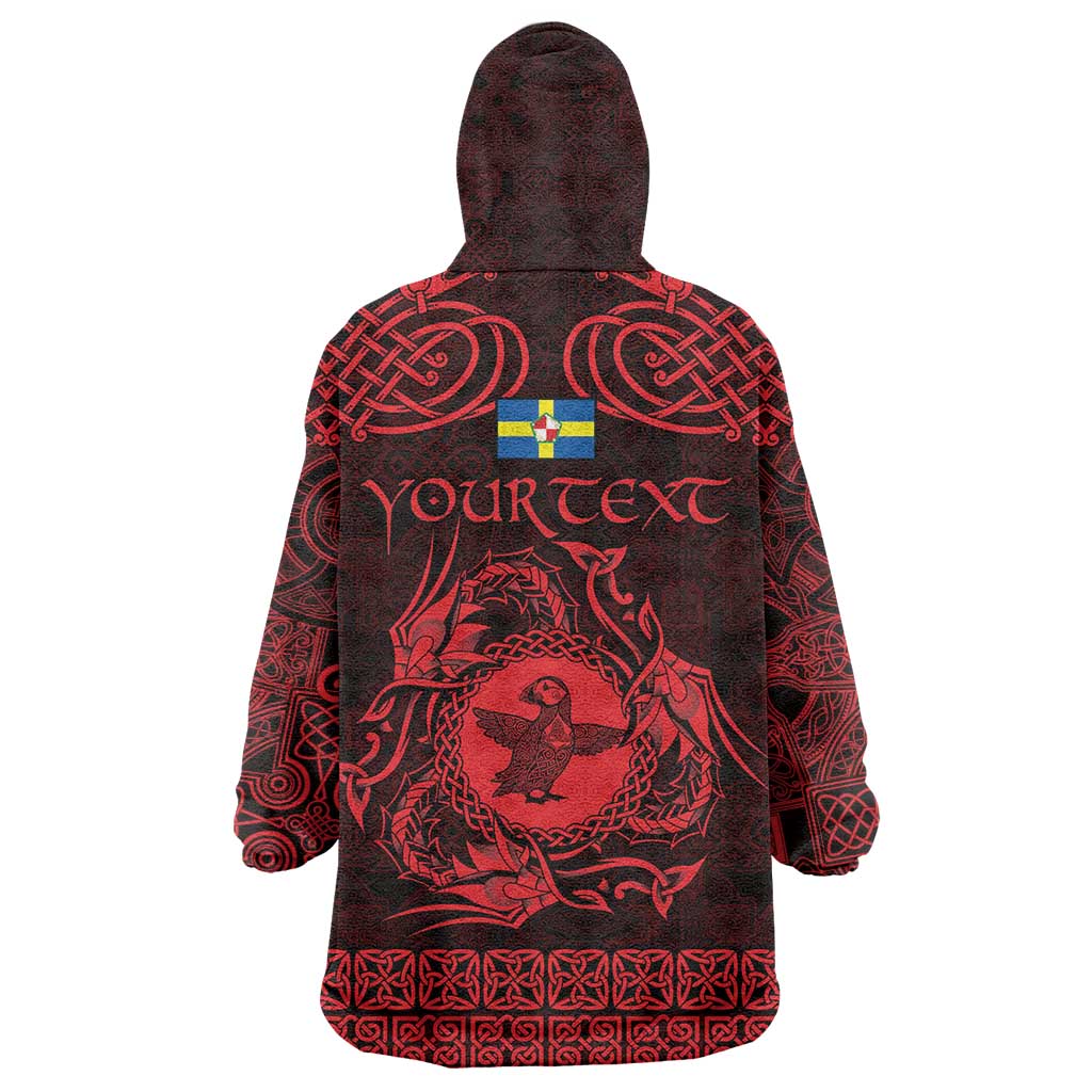 Personalized Pembrokeshire Sir Benfro Wearable Blanket Hoodie Red Puffin Celtic-inspired - Wonder Print Shop