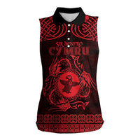 Personalized Pembrokeshire Sir Benfro Women Sleeveless Polo Shirt Red Puffin Celtic-inspired - Wonder Print Shop