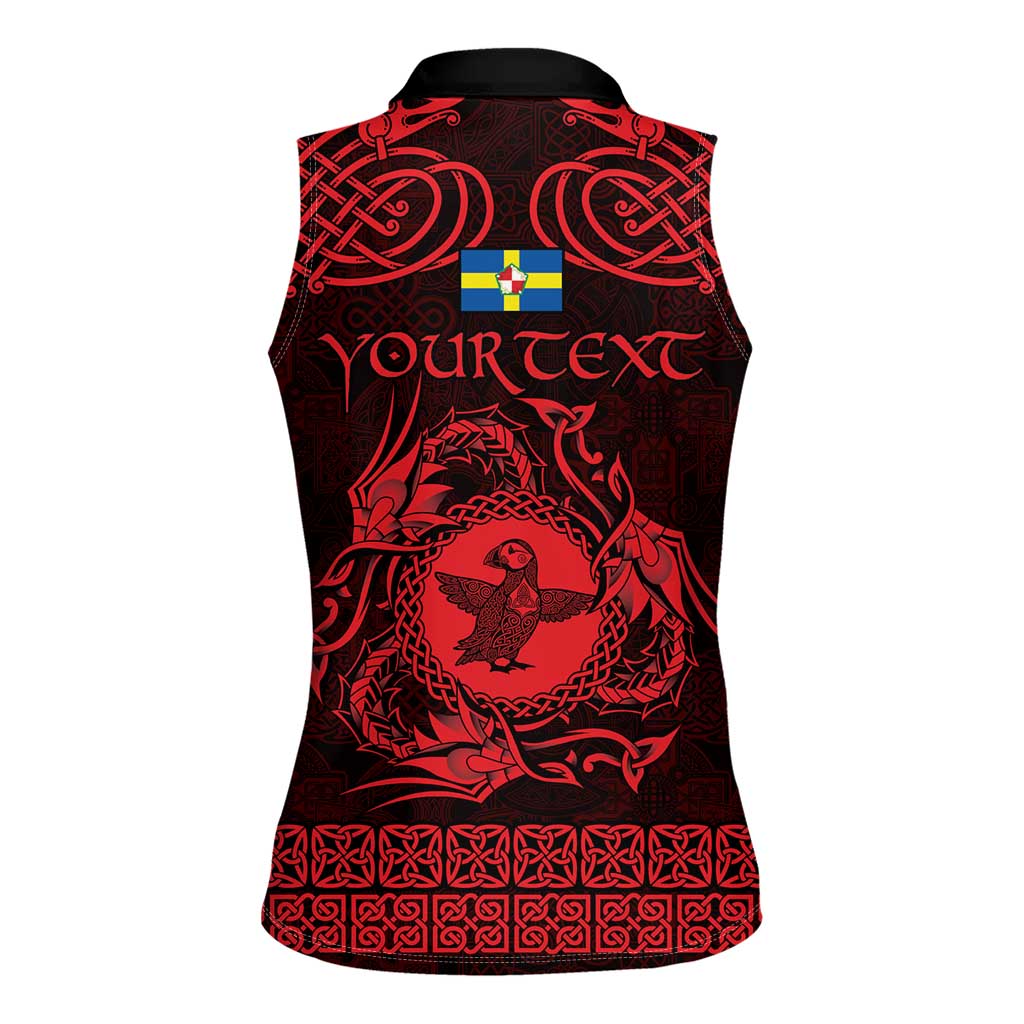 Personalized Pembrokeshire Sir Benfro Women Sleeveless Polo Shirt Red Puffin Celtic-inspired - Wonder Print Shop