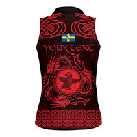 Personalized Pembrokeshire Sir Benfro Women Sleeveless Polo Shirt Red Puffin Celtic-inspired - Wonder Print Shop