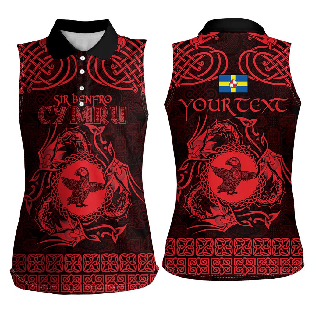 Personalized Pembrokeshire Sir Benfro Women Sleeveless Polo Shirt Red Puffin Celtic-inspired - Wonder Print Shop
