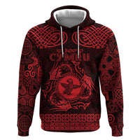 Personalized Pembrokeshire Sir Benfro Zip Hoodie Red Puffin Celtic-inspired - Wonder Print Shop