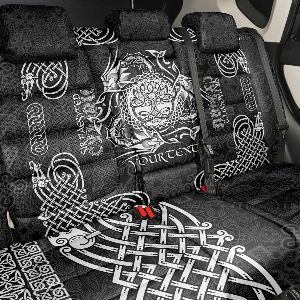 Personalized Radnorshire Sir Faesyfed Back Car Seat Cover Black Oak Tree Of Life Celtic-inspired - Wonder Print Shop