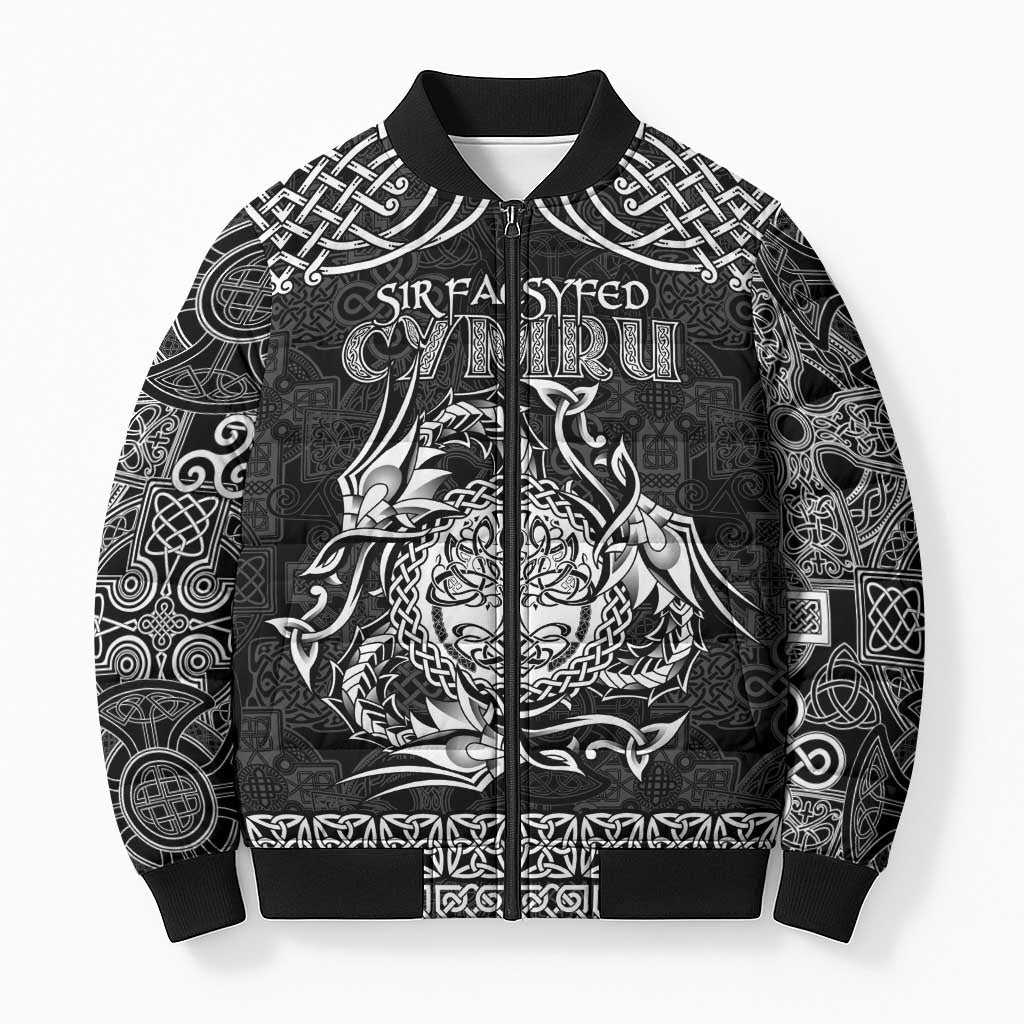 Personalized Radnorshire Sir Faesyfed Bomber Puffer Jacket Black Oak Tree Of Life Celtic-inspired - Wonder Print Shop