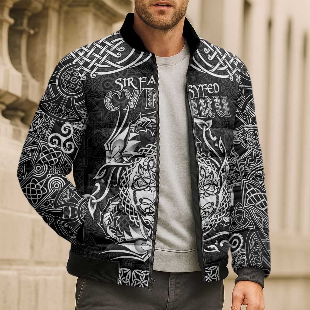 Personalized Radnorshire Sir Faesyfed Bomber Puffer Jacket Black Oak Tree Of Life Celtic-inspired - Wonder Print Shop