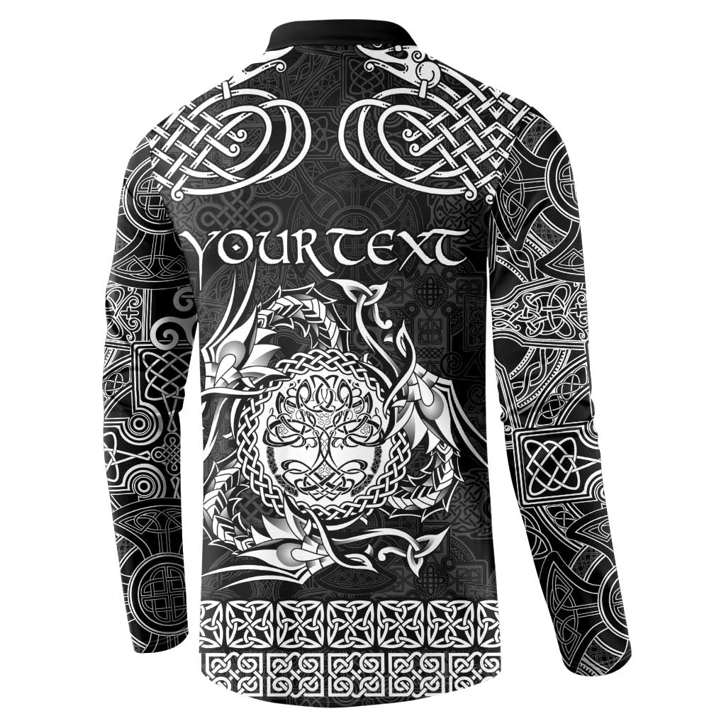 Personalized Radnorshire Sir Faesyfed Button Sweatshirt Black Oak Tree Of Life Celtic-inspired - Wonder Print Shop