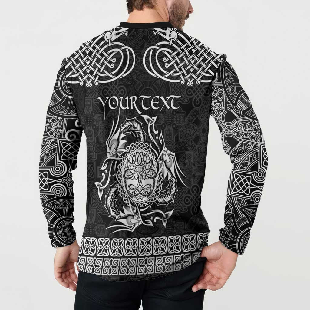 Personalized Radnorshire Sir Faesyfed Button Sweatshirt Black Oak Tree Of Life Celtic-inspired - Wonder Print Shop