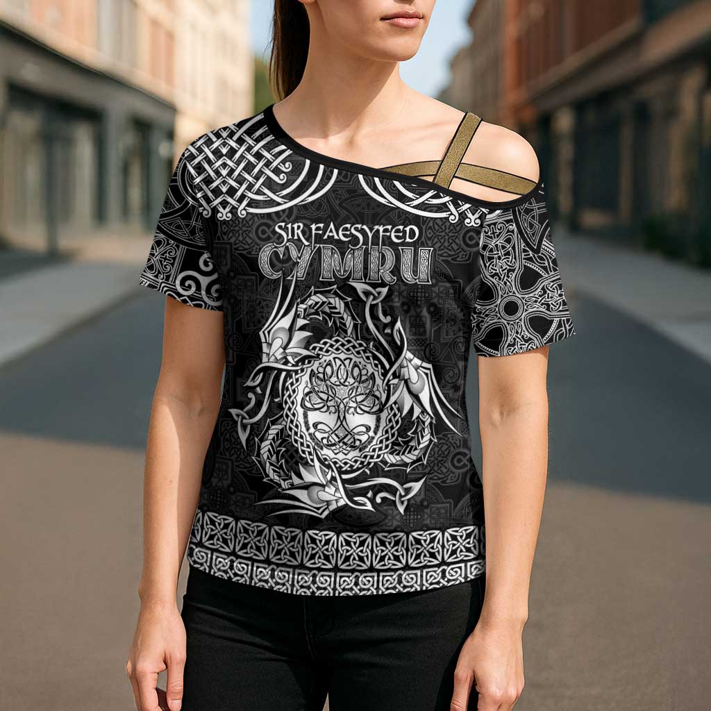 Personalized Radnorshire Sir Faesyfed Cross Shoulder Shirt Black Oak Tree Of Life Celtic-inspired - Wonder Print Shop