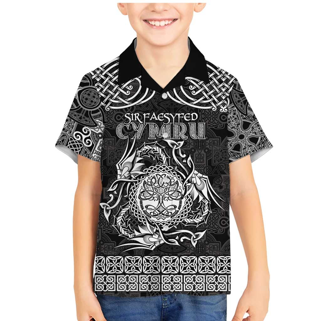 Personalized Radnorshire Sir Faesyfed Family Matching Mermaid Dress and Hawaiian Shirt Black Oak Tree Of Life Celtic-inspired - Wonder Print Shop