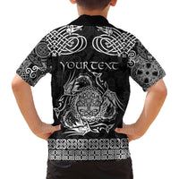 Personalized Radnorshire Sir Faesyfed Family Matching Off The Shoulder Long Sleeve Dress and Hawaiian Shirt Black Oak Tree Of Life Celtic-inspired - Wonder Print Shop