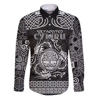 Personalized Radnorshire Sir Faesyfed Family Matching Off The Shoulder Long Sleeve Dress and Hawaiian Shirt Black Oak Tree Of Life Celtic-inspired - Wonder Print Shop