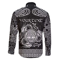 Personalized Radnorshire Sir Faesyfed Family Matching Off The Shoulder Long Sleeve Dress and Hawaiian Shirt Black Oak Tree Of Life Celtic-inspired - Wonder Print Shop