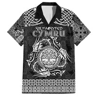Personalized Radnorshire Sir Faesyfed Family Matching Off Shoulder Maxi Dress and Hawaiian Shirt Black Oak Tree Of Life Celtic-inspired - Wonder Print Shop