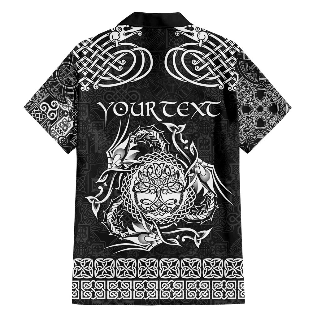 Personalized Radnorshire Sir Faesyfed Family Matching Off Shoulder Maxi Dress and Hawaiian Shirt Black Oak Tree Of Life Celtic-inspired - Wonder Print Shop