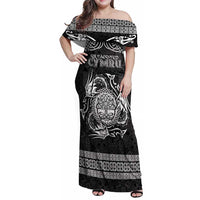 Personalized Radnorshire Sir Faesyfed Family Matching Off Shoulder Maxi Dress and Hawaiian Shirt Black Oak Tree Of Life Celtic-inspired - Wonder Print Shop