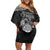 Personalized Radnorshire Sir Faesyfed Family Matching Off Shoulder Short Dress and Hawaiian Shirt Black Oak Tree Of Life Celtic-inspired - Wonder Print Shop