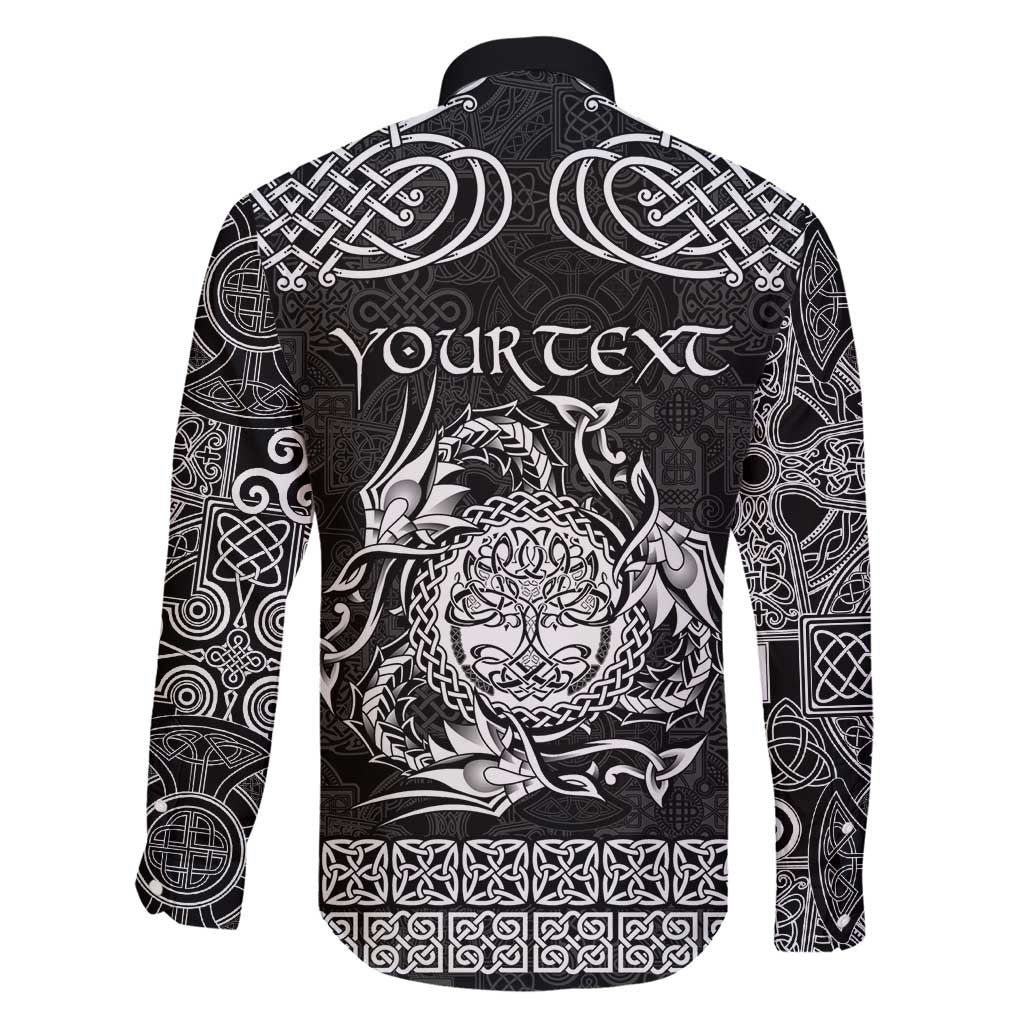 Personalized Radnorshire Sir Faesyfed Family Matching Short Sleeve Bodycon Dress and Hawaiian Shirt Black Oak Tree Of Life Celtic-inspired - Wonder Print Shop