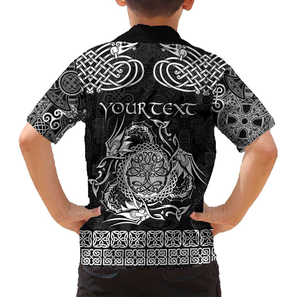 Personalized Radnorshire Sir Faesyfed Family Matching Tank Maxi Dress and Hawaiian Shirt Black Oak Tree Of Life Celtic-inspired - Wonder Print Shop