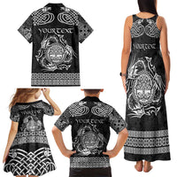 Personalized Radnorshire Sir Faesyfed Family Matching Tank Maxi Dress and Hawaiian Shirt Black Oak Tree Of Life Celtic-inspired - Wonder Print Shop