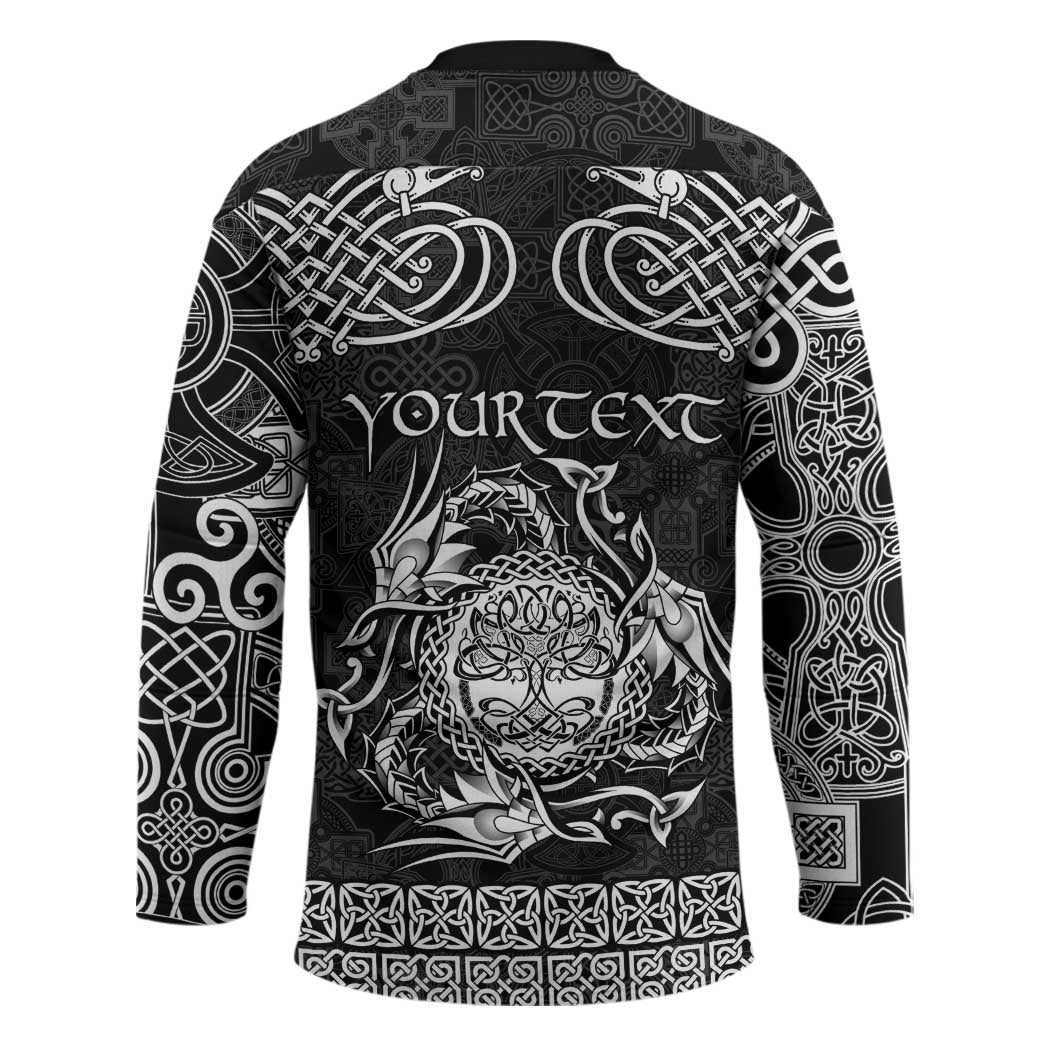 Personalized Radnorshire Sir Faesyfed Hockey Jersey Black Oak Tree Of Life Celtic-inspired - Wonder Print Shop