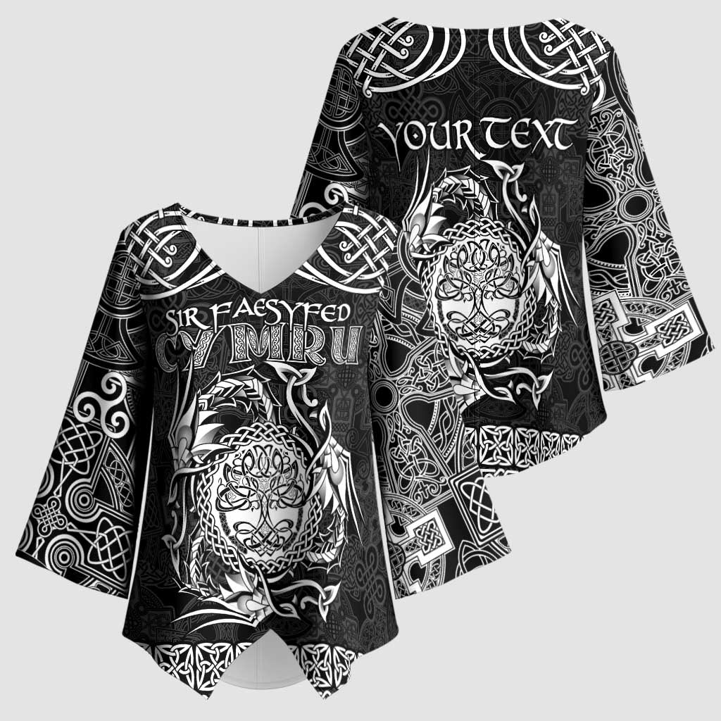 Personalized Radnorshire Sir Faesyfed Kimono Sleeve Blouse Black Oak Tree Of Life Celtic-inspired - Wonder Print Shop