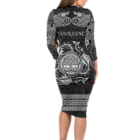 Personalized Radnorshire Sir Faesyfed Long Sleeve Bodycon Dress Black Oak Tree Of Life Celtic-inspired - Wonder Print Shop