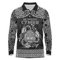 Personalized Radnorshire Sir Faesyfed Long Sleeve Polo Shirt Black Oak Tree Of Life Celtic-inspired - Wonder Print Shop