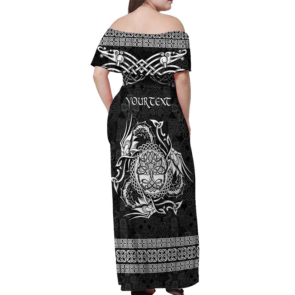 Personalized Radnorshire Sir Faesyfed Off Shoulder Maxi Dress Black Oak Tree Of Life Celtic-inspired - Wonder Print Shop