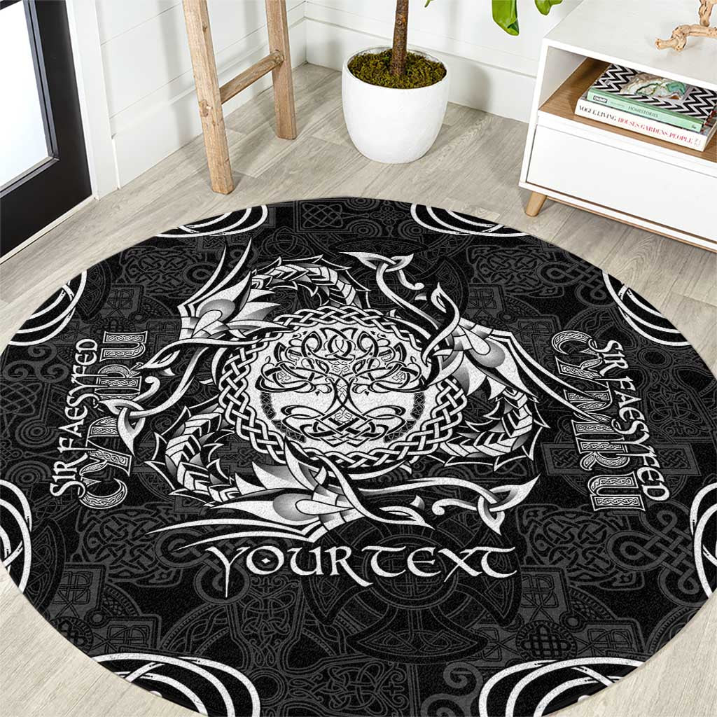 Personalized Radnorshire Sir Faesyfed Round Carpet Black Oak Tree Of Life Celtic-inspired - Wonder Print Shop
