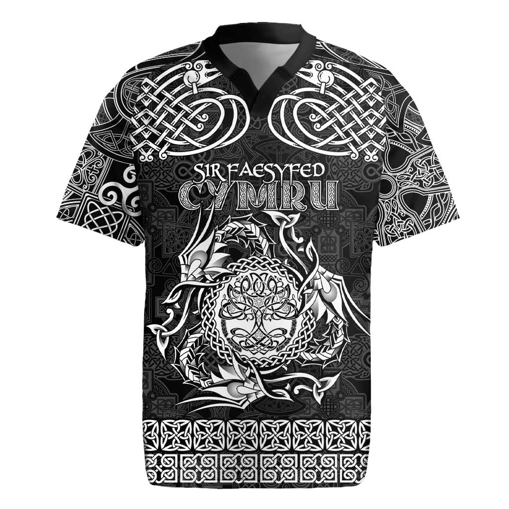 Personalized Radnorshire Sir Faesyfed Rugby Jersey Black Oak Tree Of Life Celtic-inspired - Wonder Print Shop