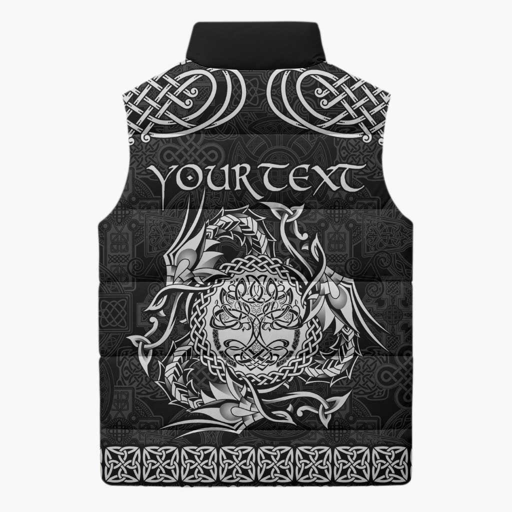 Personalized Radnorshire Sir Faesyfed Sleeveless Puffer Jacket Black Oak Tree Of Life Celtic-inspired - Wonder Print Shop