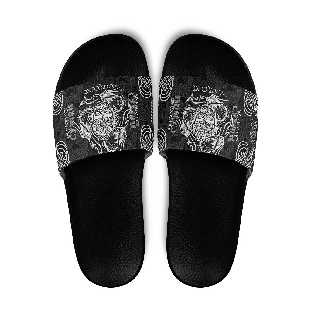 Personalized Radnorshire Sir Faesyfed Slide Sandals Black Oak Tree Of Life Celtic-inspired - Wonder Print Shop