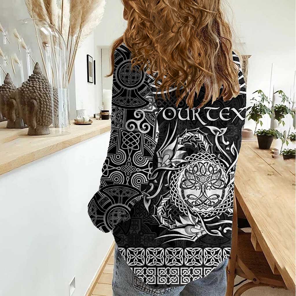 Personalized Radnorshire Sir Faesyfed Women Casual Shirt Black Oak Tree Of Life Celtic-inspired - Wonder Print Shop