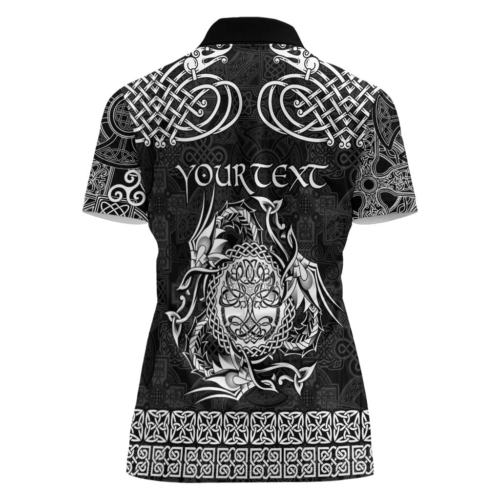 Personalized Radnorshire Sir Faesyfed Women Polo Shirt Black Oak Tree Of Life Celtic-inspired - Wonder Print Shop