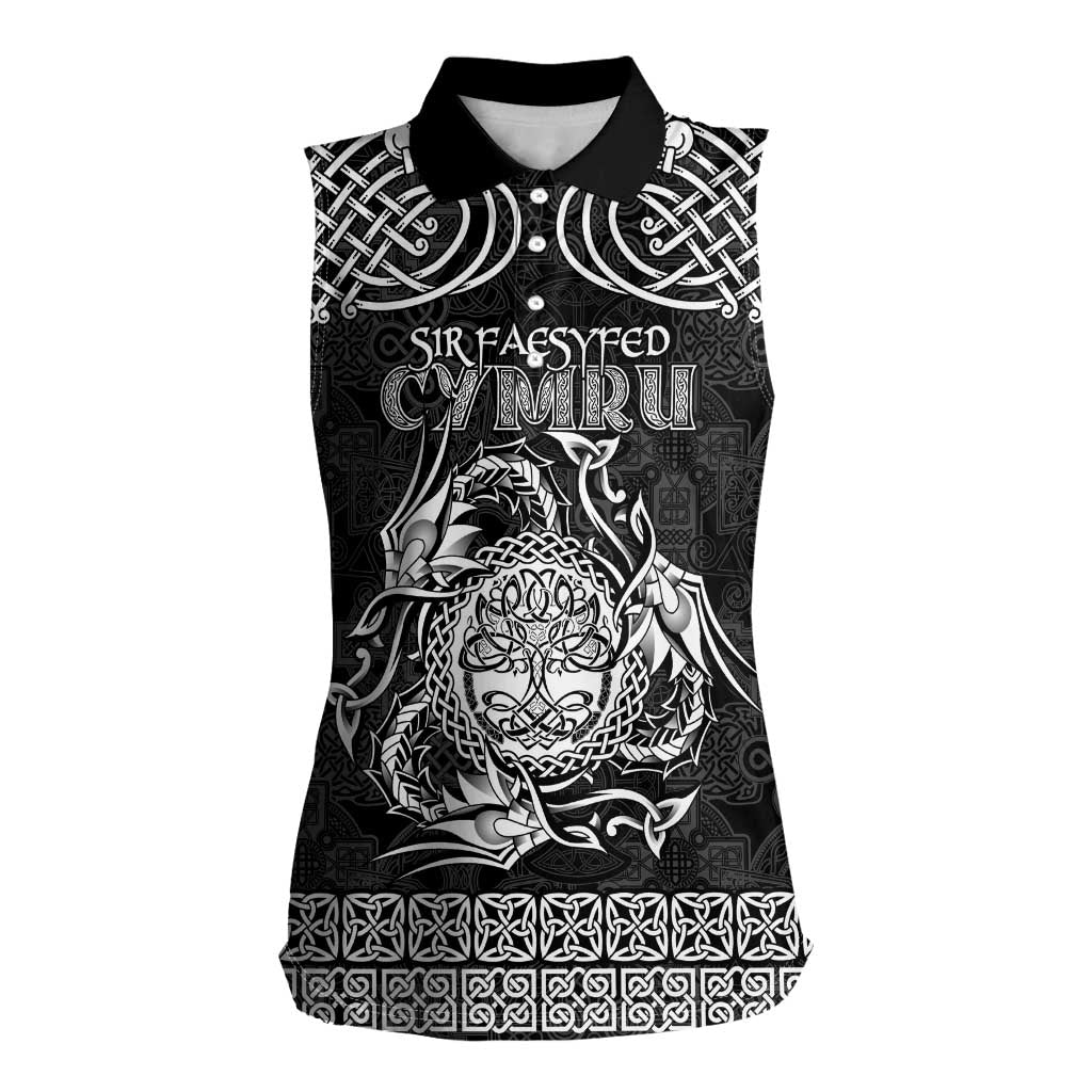Personalized Radnorshire Sir Faesyfed Women Sleeveless Polo Shirt Black Oak Tree Of Life Celtic-inspired - Wonder Print Shop