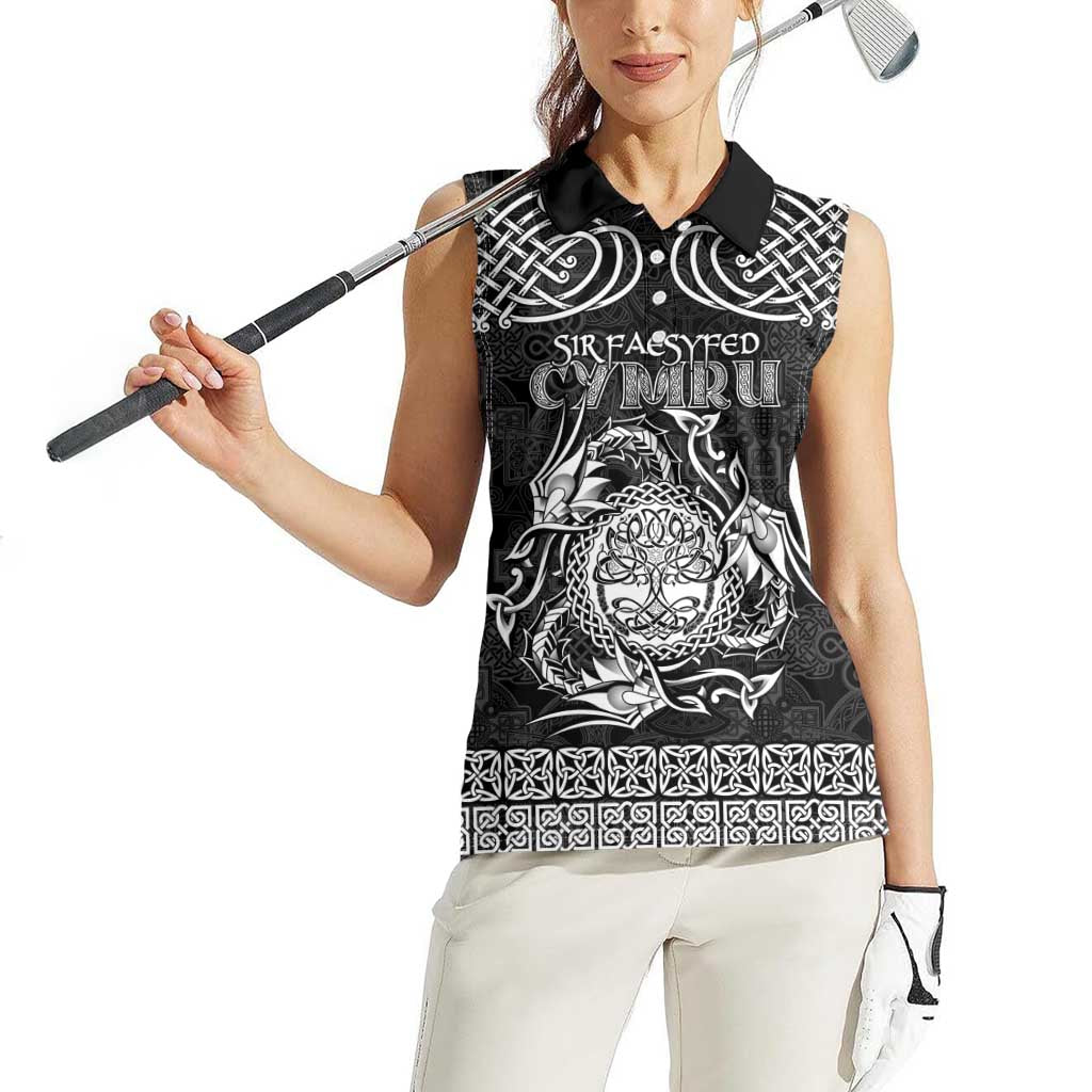 Personalized Radnorshire Sir Faesyfed Women Sleeveless Polo Shirt Black Oak Tree Of Life Celtic-inspired - Wonder Print Shop