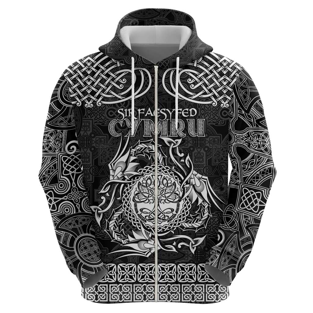 Personalized Radnorshire Sir Faesyfed Zip Hoodie Black Oak Tree Of Life Celtic-inspired - Wonder Print Shop