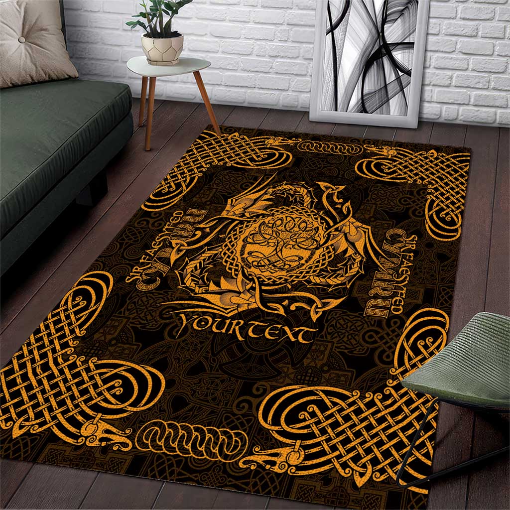 Personalized Radnorshire Sir Faesyfed Area Rug Gold Oak Tree Of Life Celtic-inspired - Wonder Print Shop