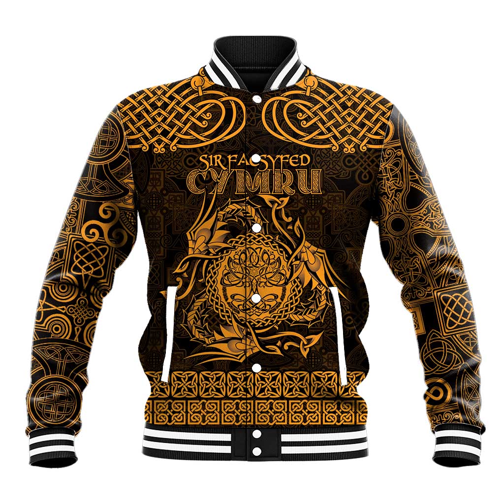 Personalized Radnorshire Sir Faesyfed Baseball Jacket Gold Oak Tree Of Life Celtic-inspired - Wonder Print Shop