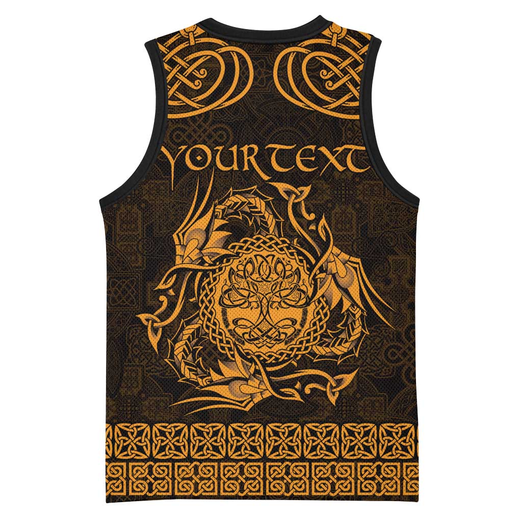 Personalized Radnorshire Sir Faesyfed Basketball Jersey Gold Oak Tree Of Life Celtic-inspired - Wonder Print Shop
