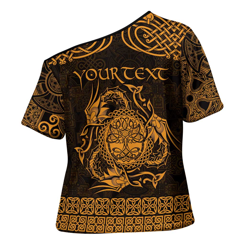 Personalized Radnorshire Sir Faesyfed Cross Shoulder Shirt Gold Oak Tree Of Life Celtic-inspired - Wonder Print Shop